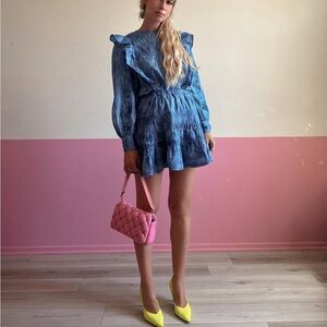 Blue Ruffled Women's Top